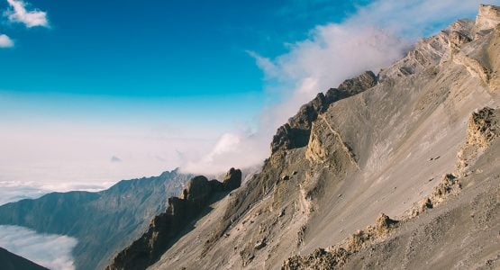 Mountain views from guided Mount Meru trek in Tanzania