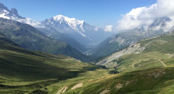 Views from Col de Balme on self-guided Haute Route from Chamonix to Zermatt