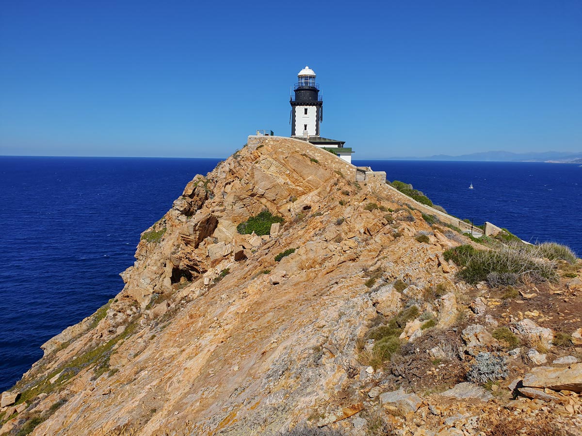 La Revellata lighthouse along the trail of Corte and Calvi trek in Corsica