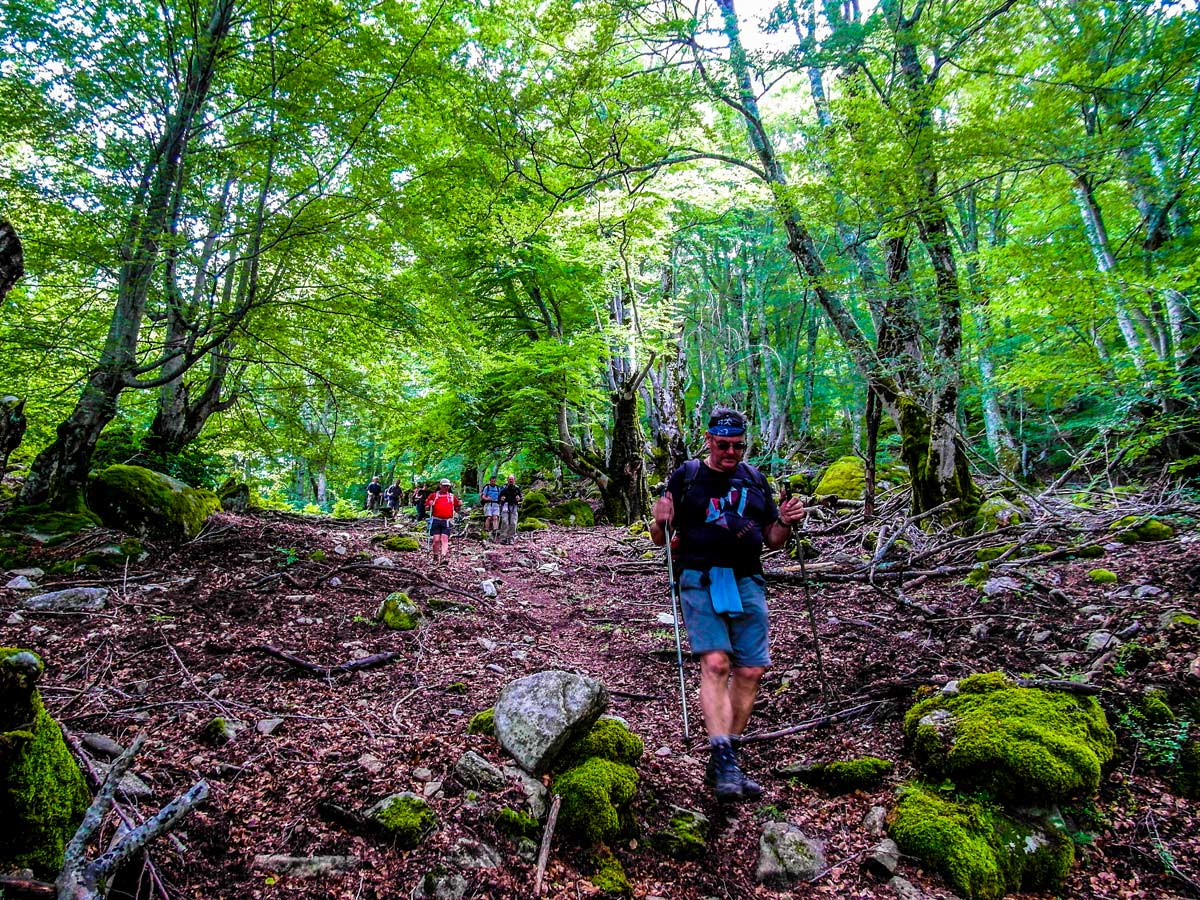 Descending from Bocca di l Usciolu between Cozzano and Bassetta on GR20 Trek in Corsica Island