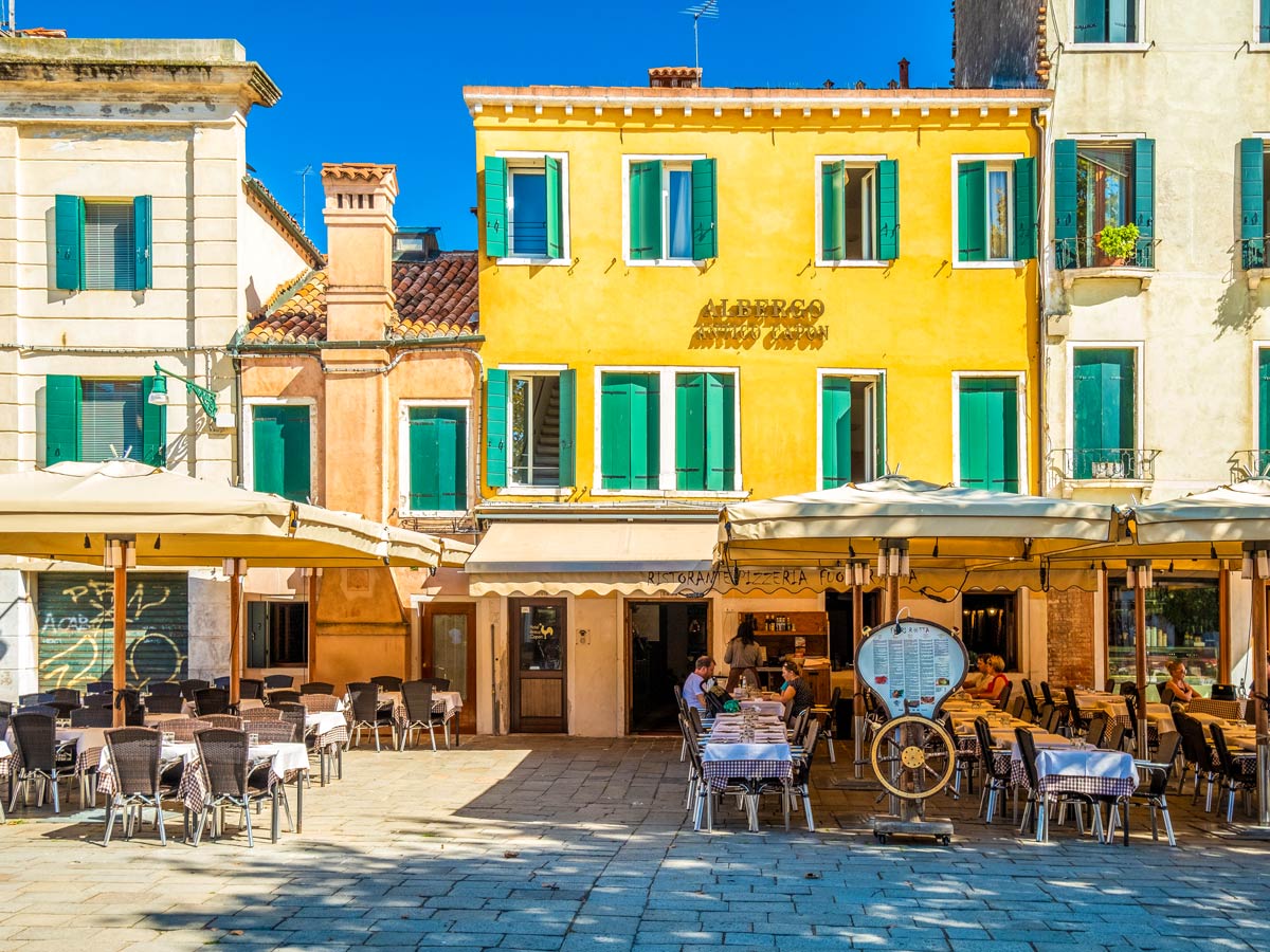 Santa Margherita Square on self guided trek between Portofino and Porto Venere in Cinque Terre Italy