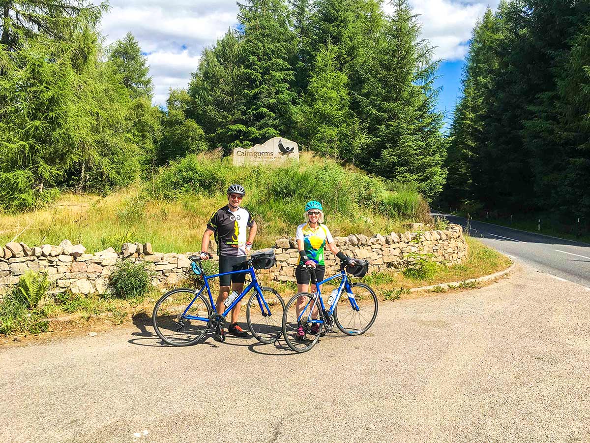 Resting near the road on Road Cycling tour from Inverness to Edinburgh