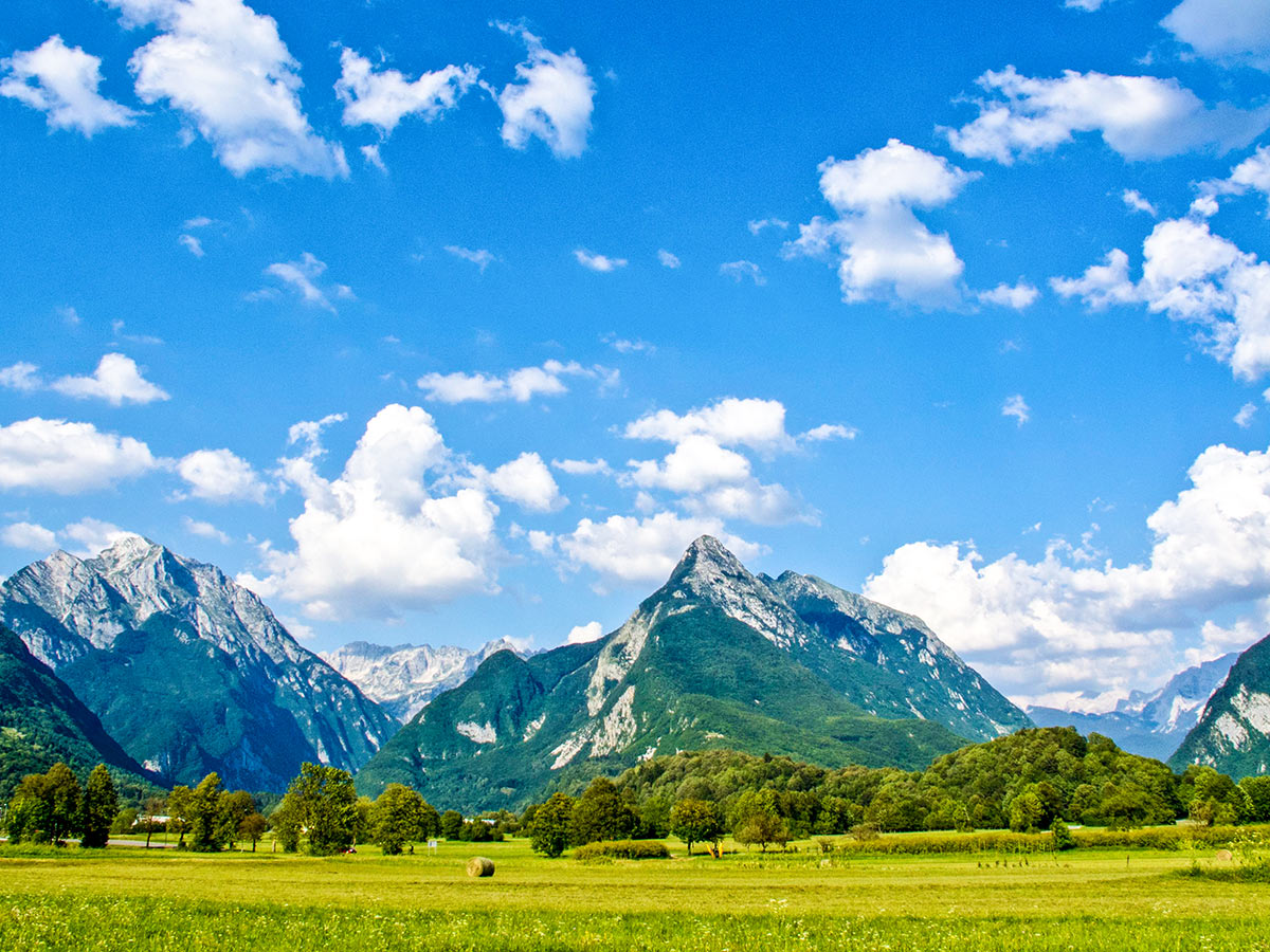 Beautiful green valley and mountains in Slovenia