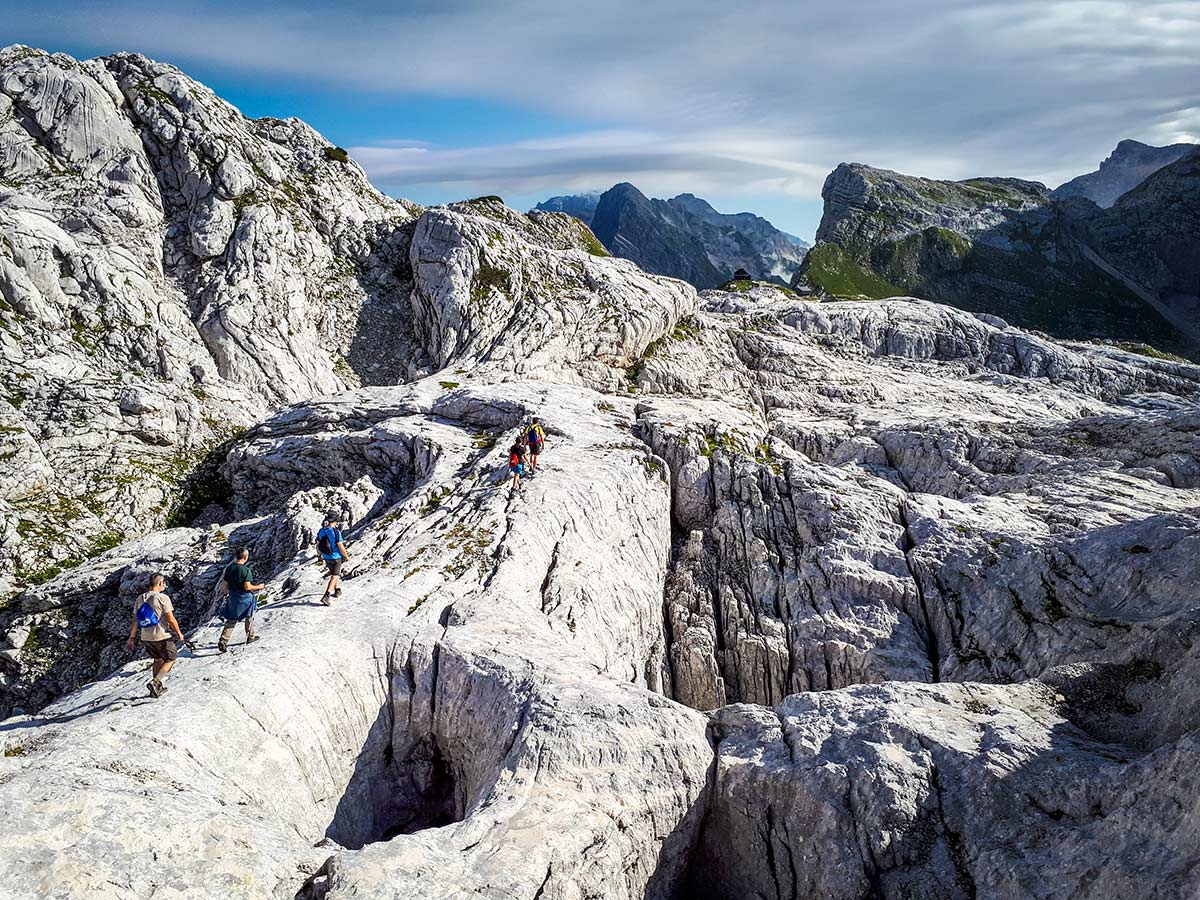 Hiking in Slovenian Alps on Hut to Hut tour with a guide