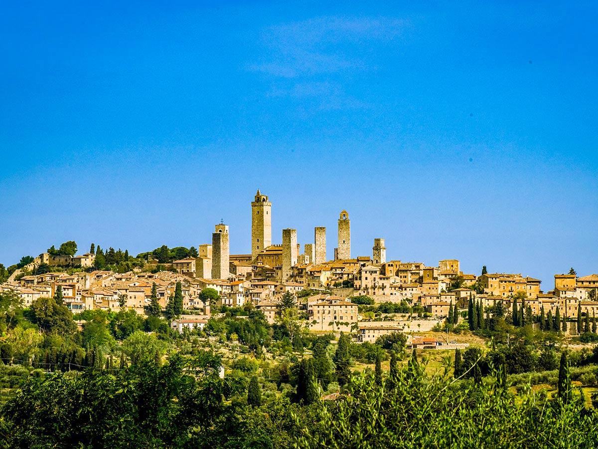 San Gimignano town in Italy on Via Francigena trail