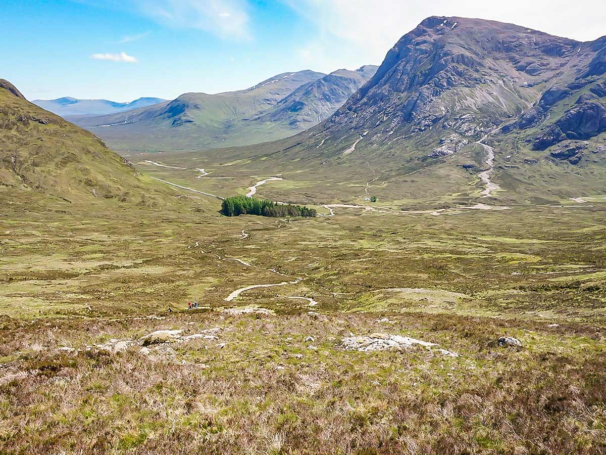 Beautiful views of the Devils Staircase as seen on West Highland Way in Scotland