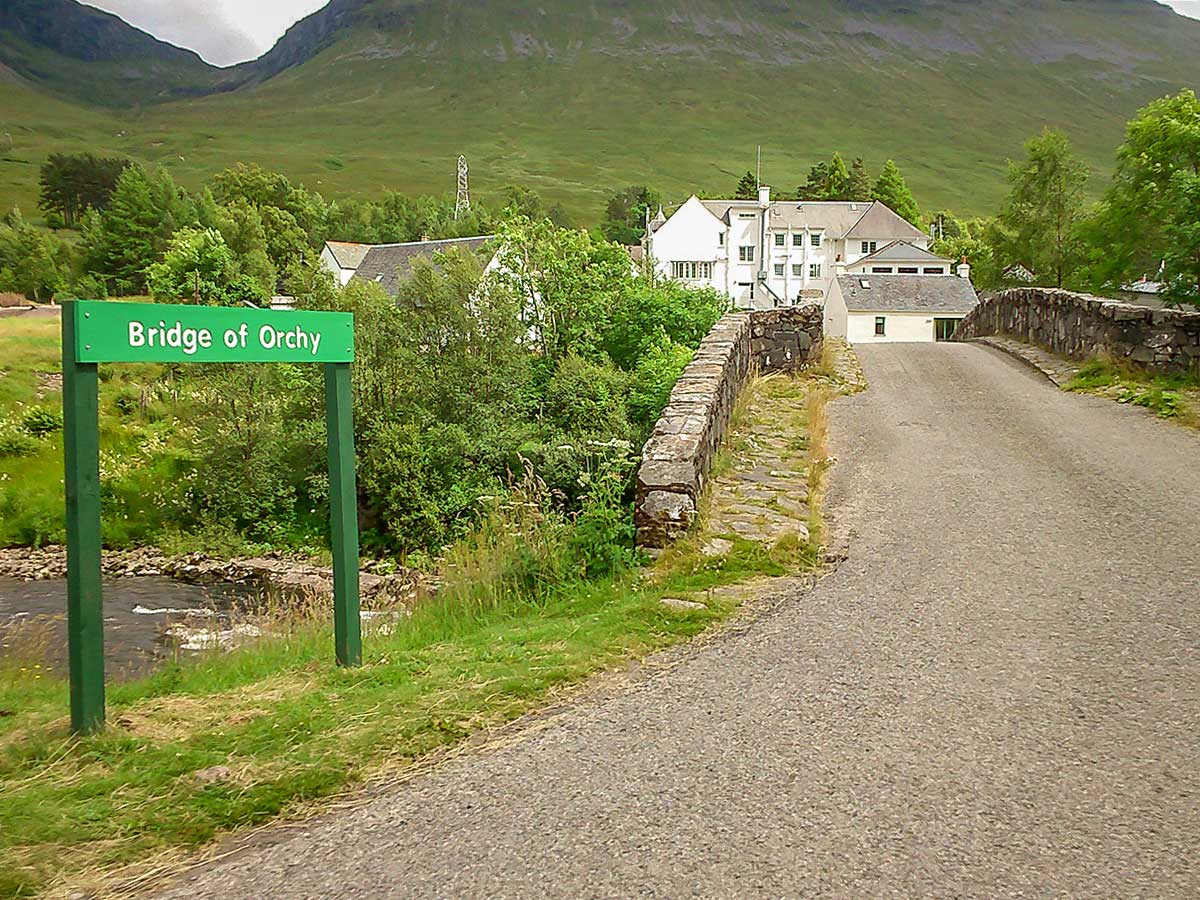 Crossing the Bridge of Orchy on the West Highland Way in Scotland