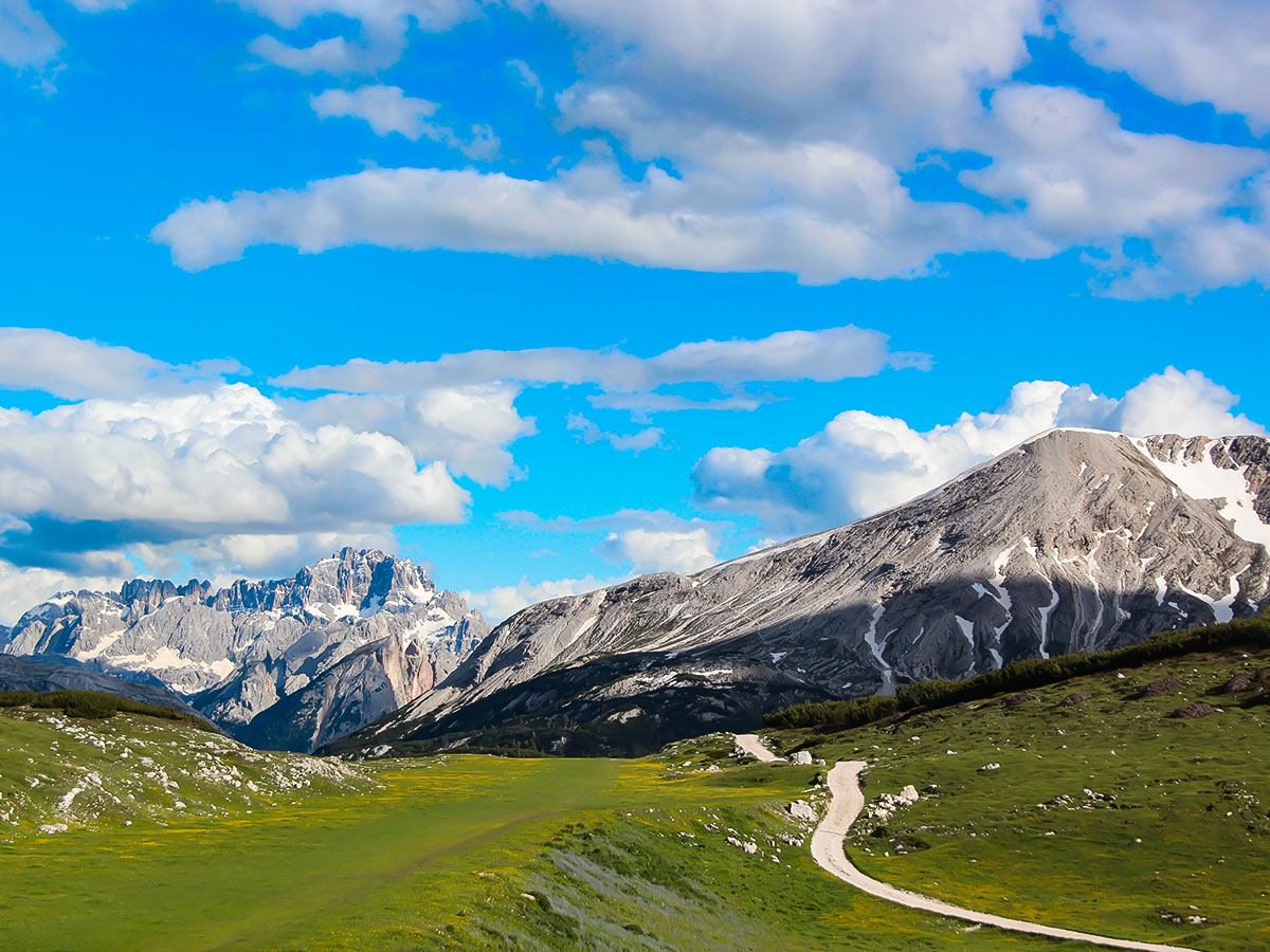 Looking at the mountain views in Italy eastern side of Dolomites