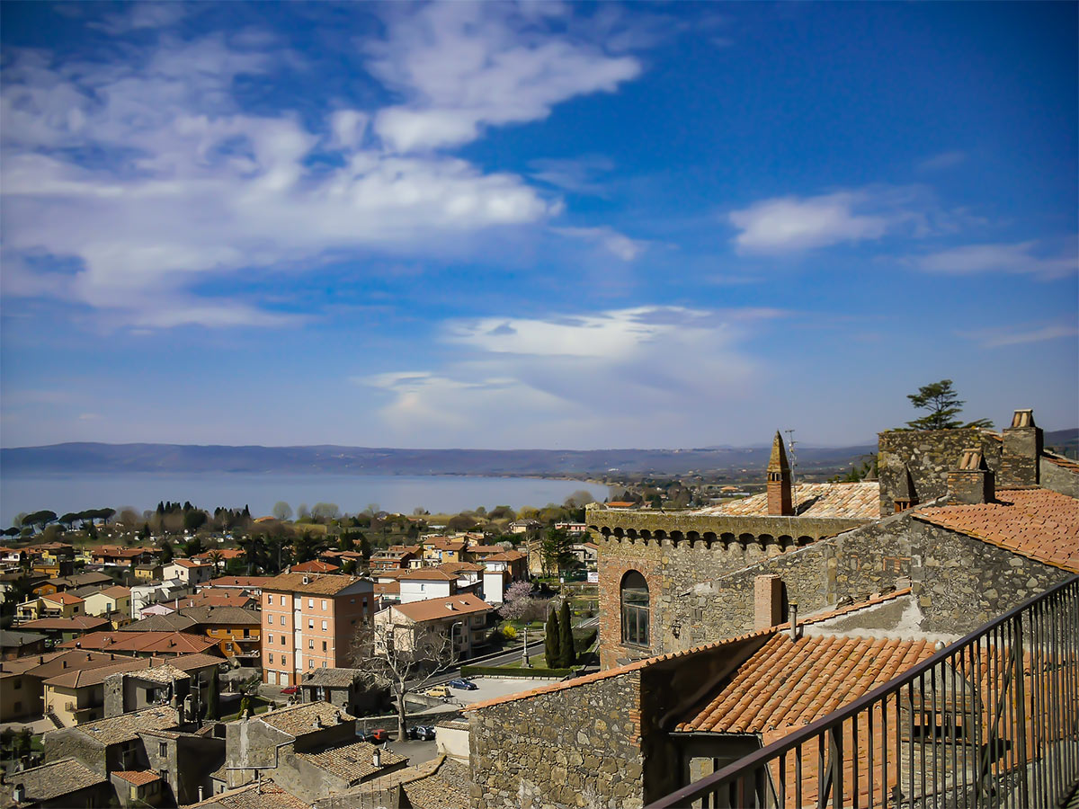 Overlooking the lovely village on Via Francigena piligrimage from Orvieto to Rome (Italy)