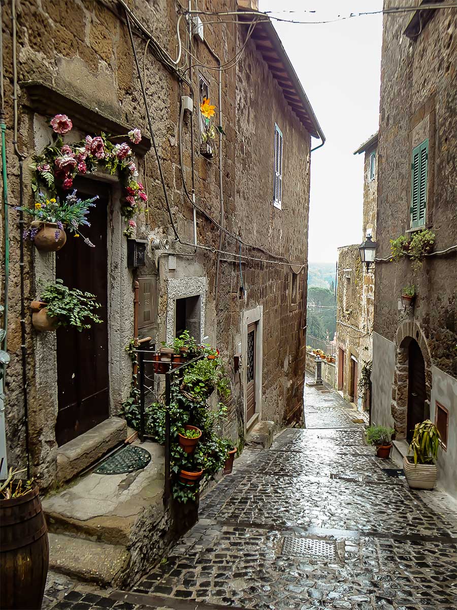 Cozy streets, passed on Via Francigena piligrimage from Orvieto to Rome