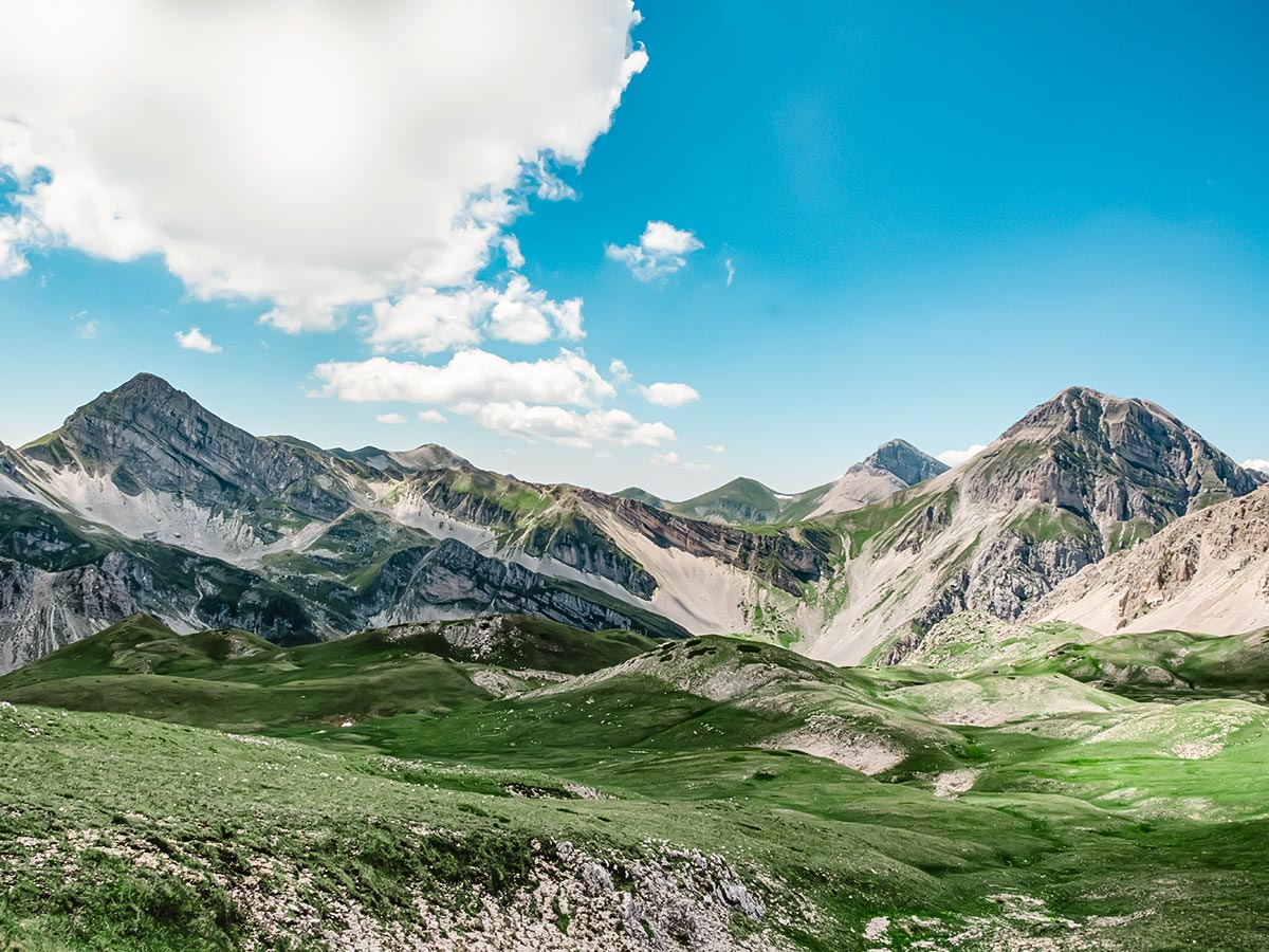 Overlooking the Italian Alps around Dolomites on a self guided hiking tour