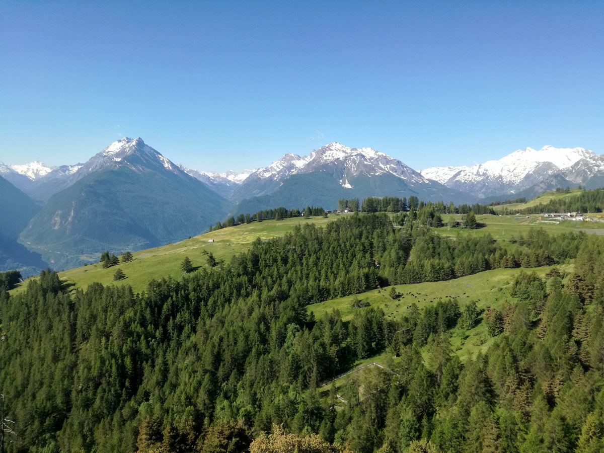 Beautiful views of the Aosta Valley seen on self guided hiking tour in Aosta