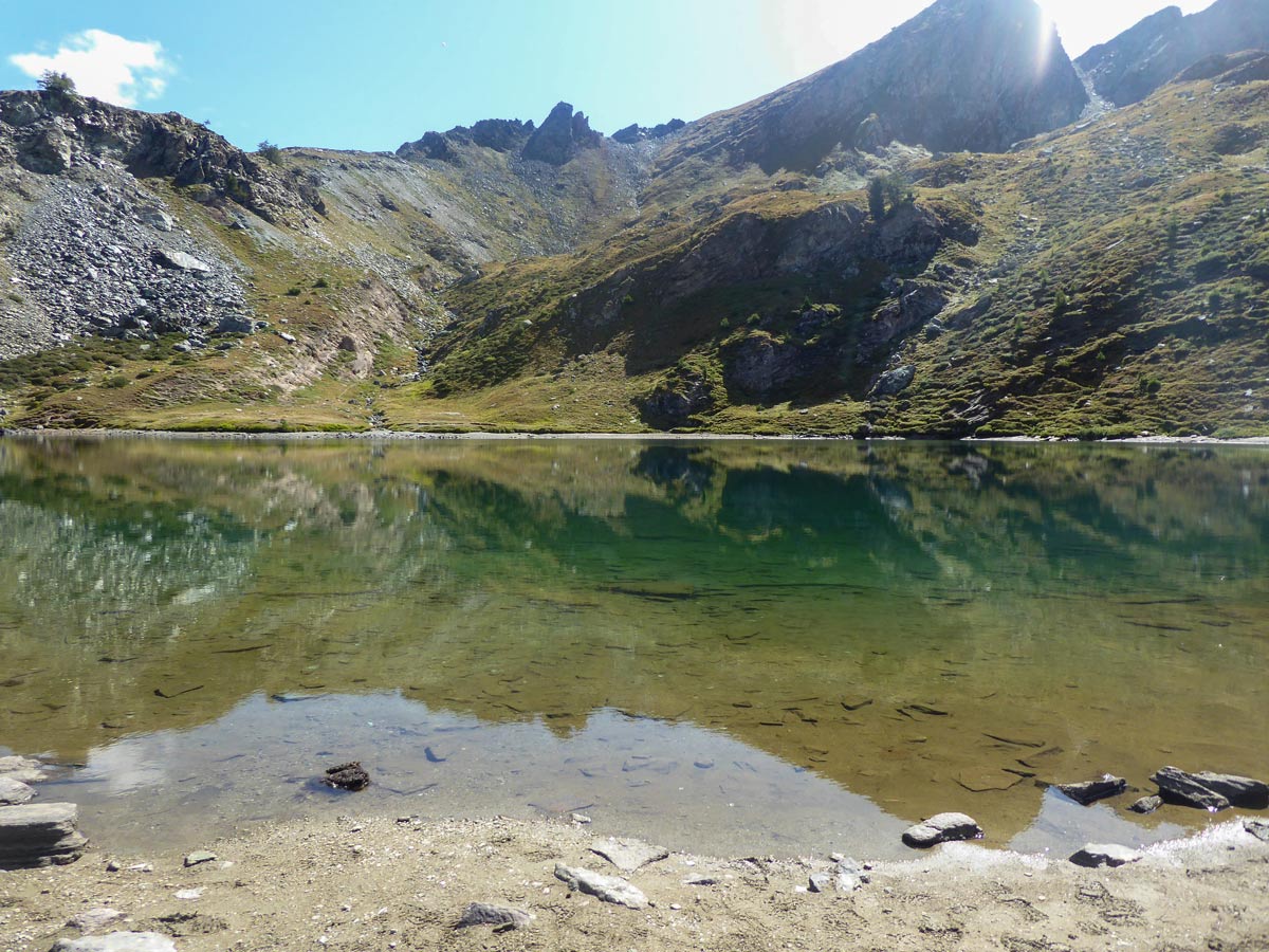 Lago de Louie visited on self guided Aosta Valley walk