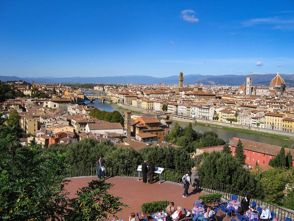 Firenze views on self-guided biking tour from Pisa to Florence Tuscany Italy