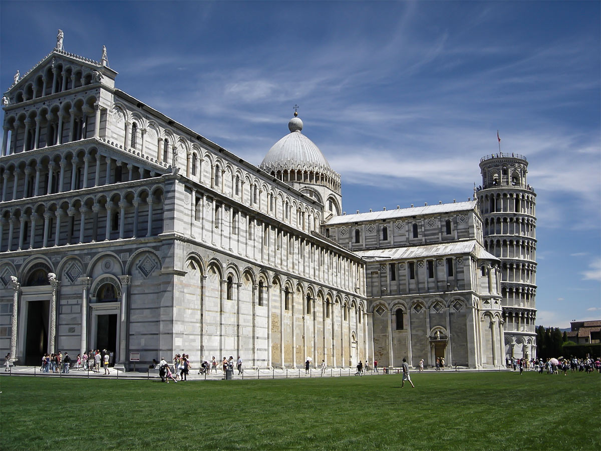 Pisa tower seen on self-guided biking tour from Pisa to Florence Italy