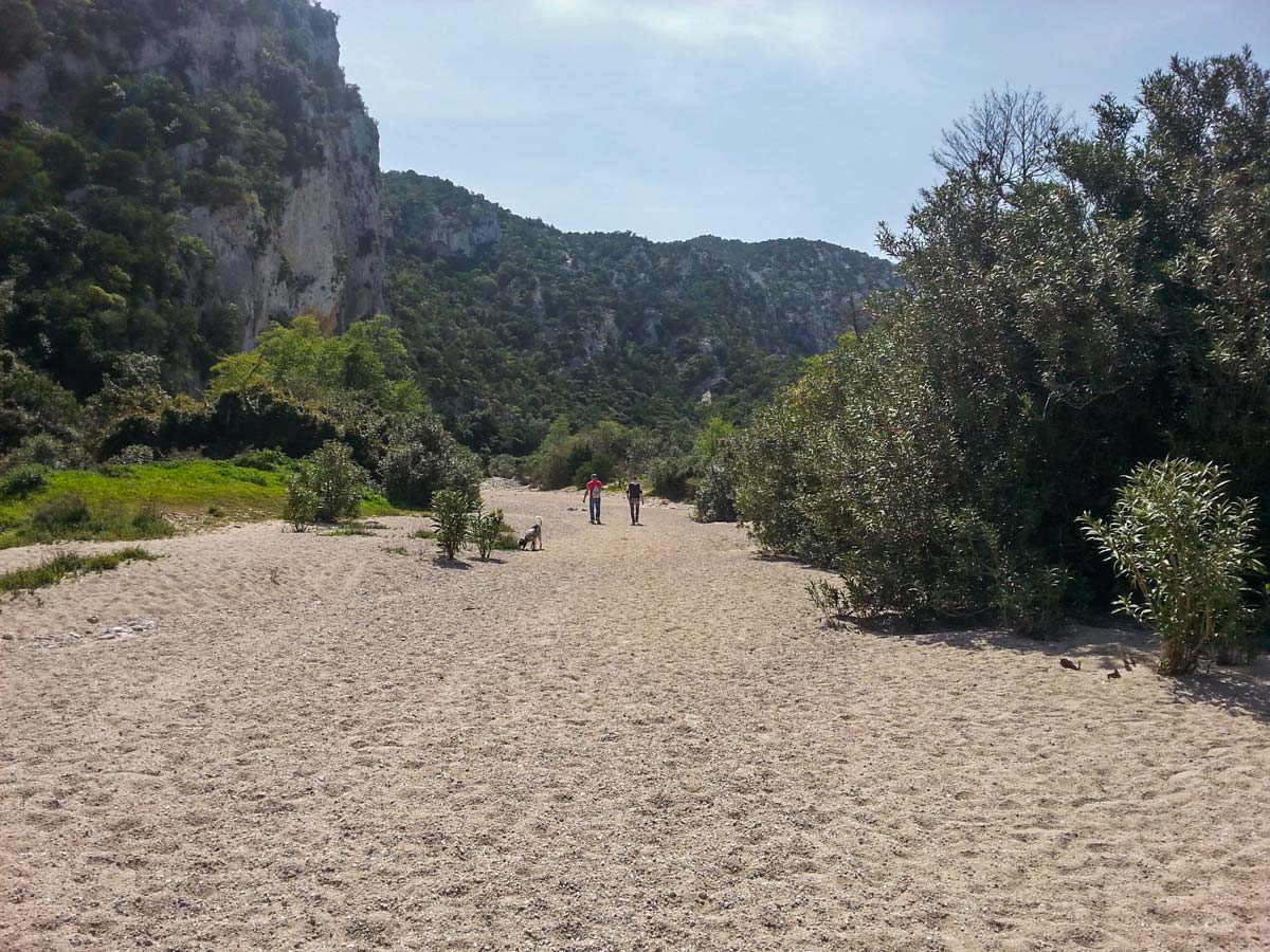 Wide sandy path of Self guided walk in Sardinia Italy trail