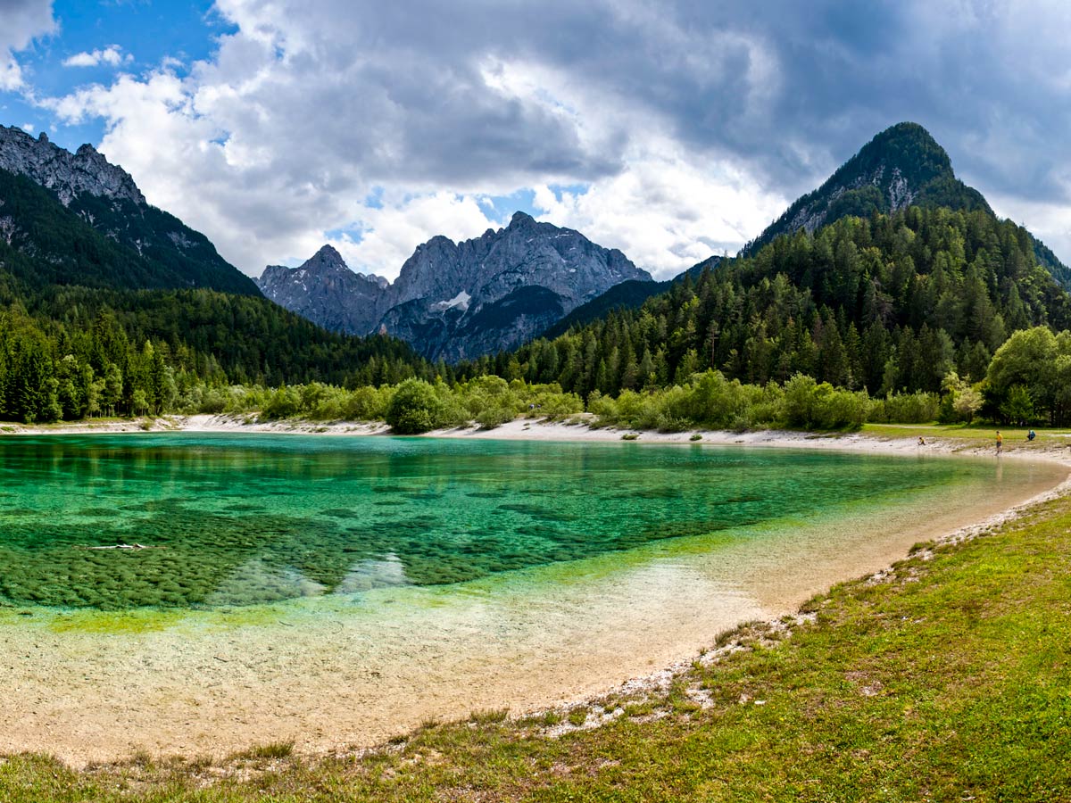 Clear lake waters jasna bike hike adventure tour in Slovenia