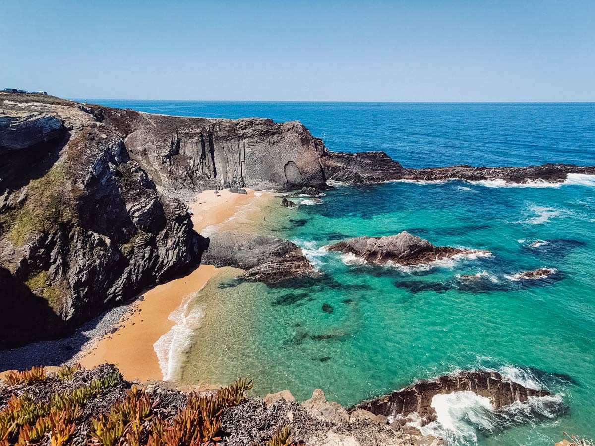 Alentejo coast beautiful aqua sea remote beach