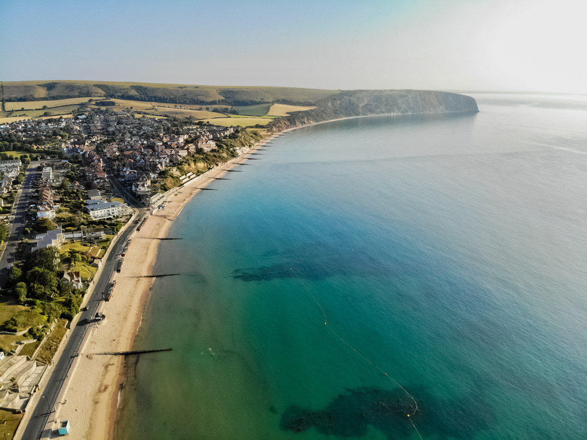 Jurassic Coast Swanage Atlantic coast town beach England UK