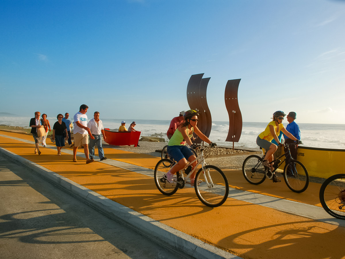 Biking along the ocean shoreline