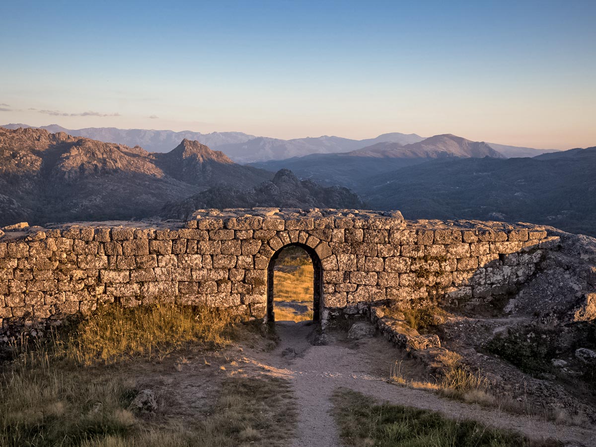 Biking adventure ruins in the mountains