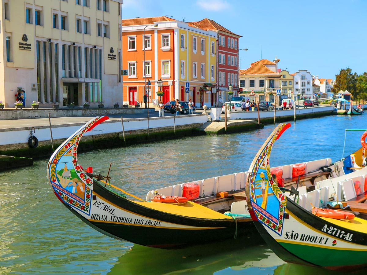 Portugal traditional boats vinitur moliceir bike tour to Porto to Coimbra