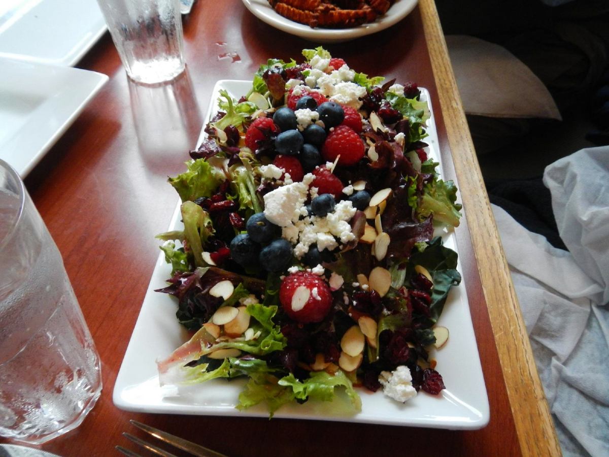 Delicious meal served on Northwest Passage Cycling tour