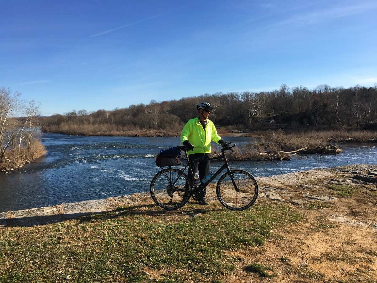 Biker near the river