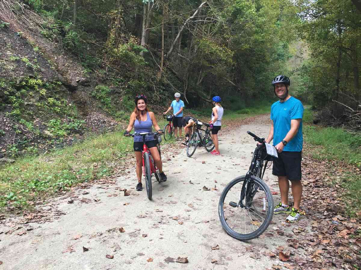 Family enjoying biking the Great Allegheny Passage