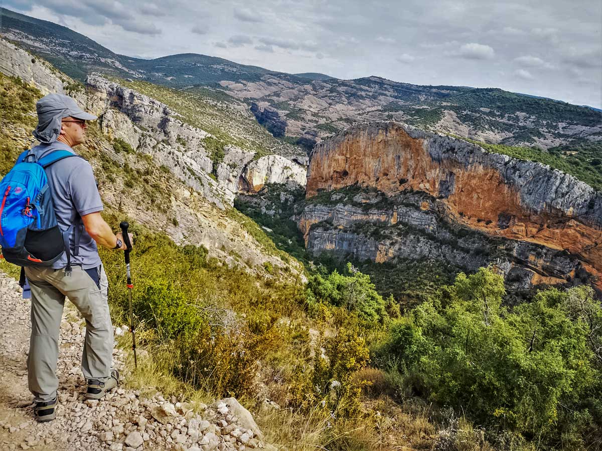 Hiking walking trek beautiful Spanish country mountains Sierra to Grazalema Spain