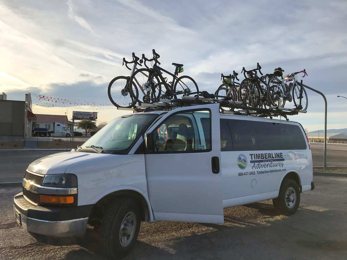 Timberline Adventures bike van Death Valley National Park road biking tour