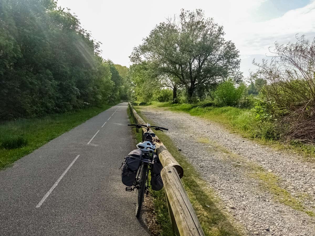 Countryside bike path exploring Provence Alpilles France