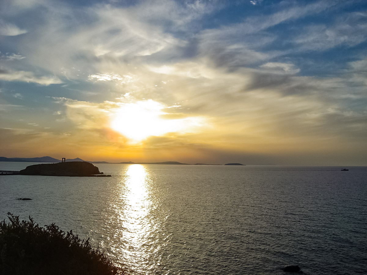 Naxos and Santorini sunset exploring Greece