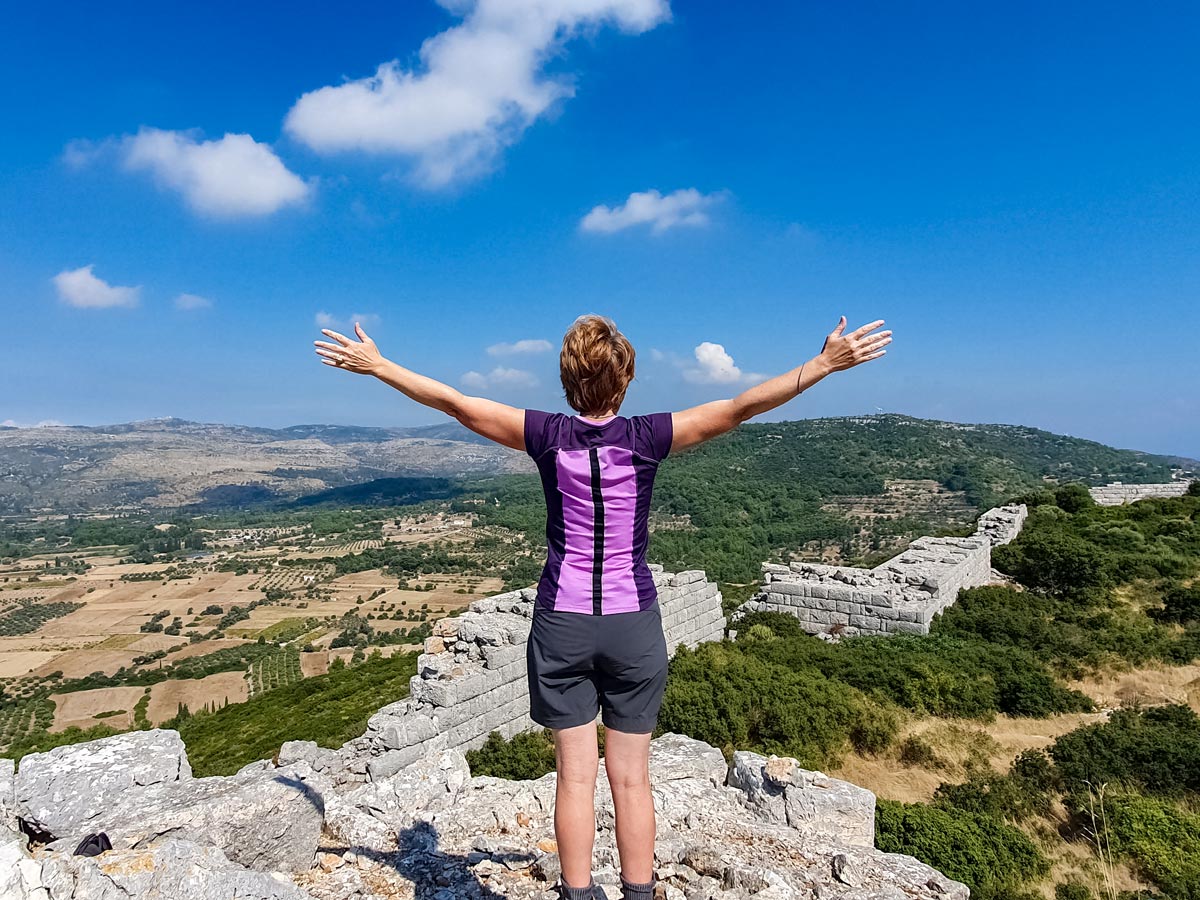 Exploring hills walking Samos Island Greece