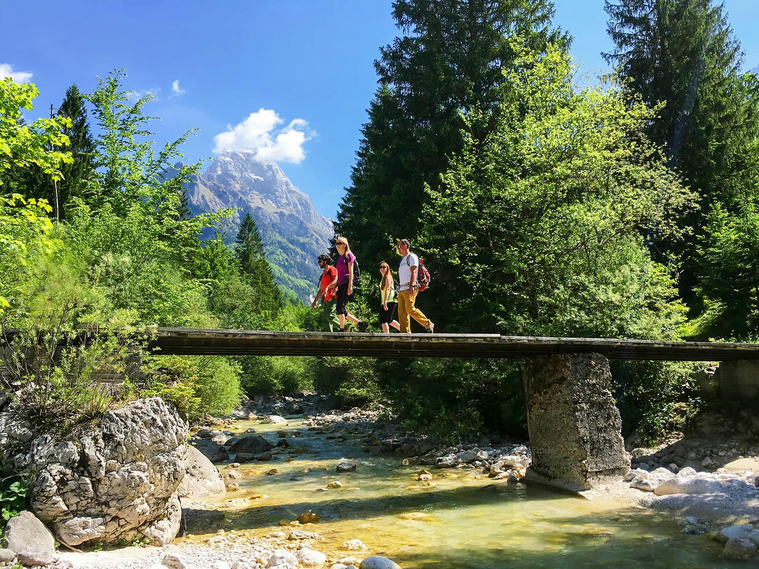 Pedestrian bridge across the river