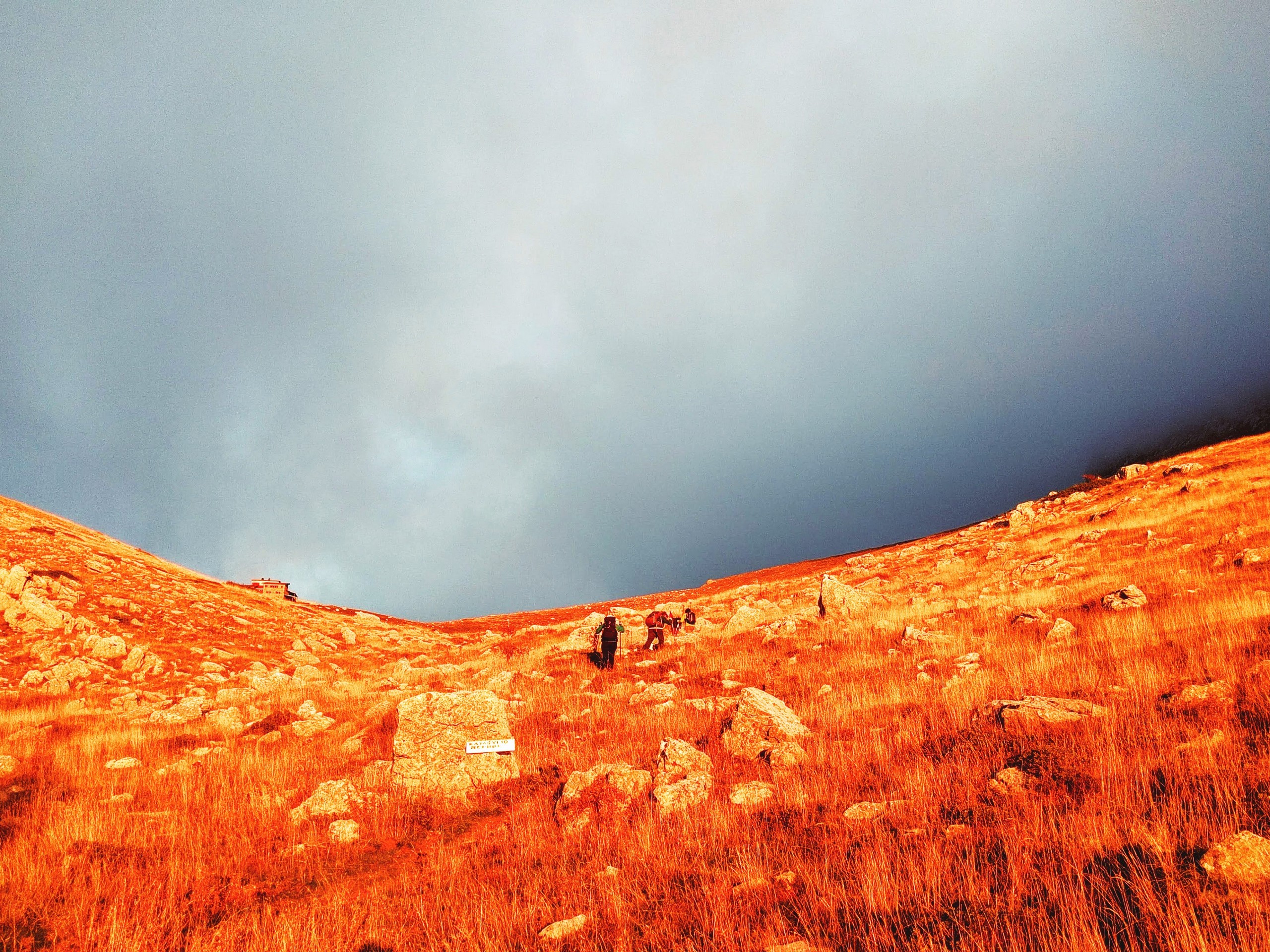 Ascending the colorful rocks in Greece