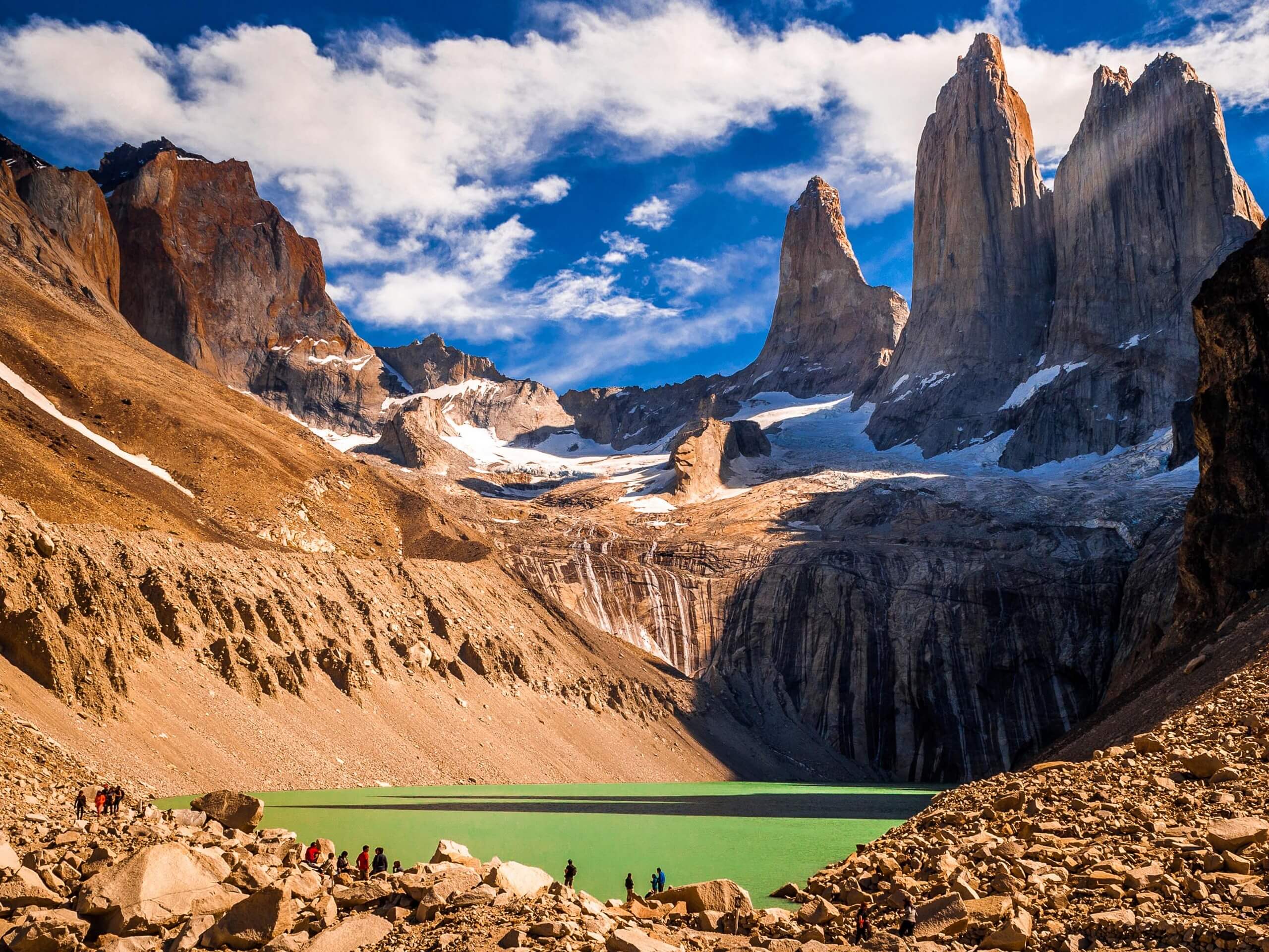 Small tarn below the Torres del Paine peaks