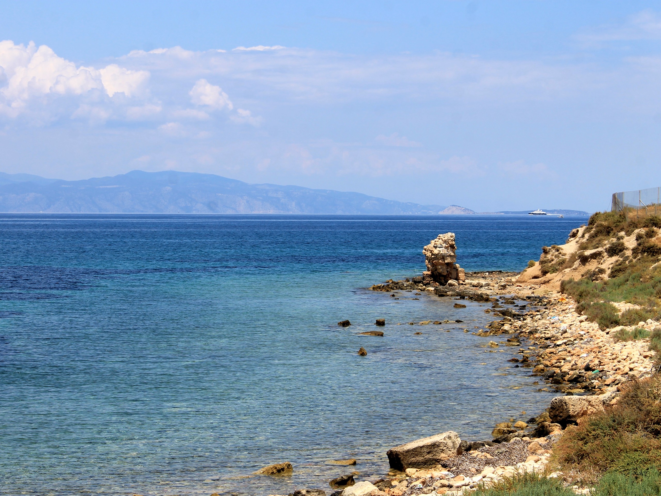 Looking at the Mediterranean Sea from the shores of the Aegina Island