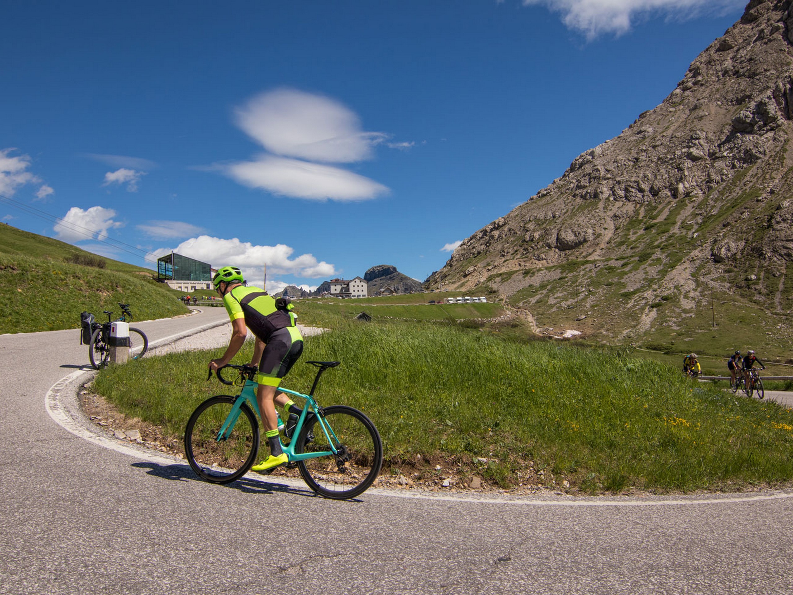 Cycling in the serpantine roads in Italy