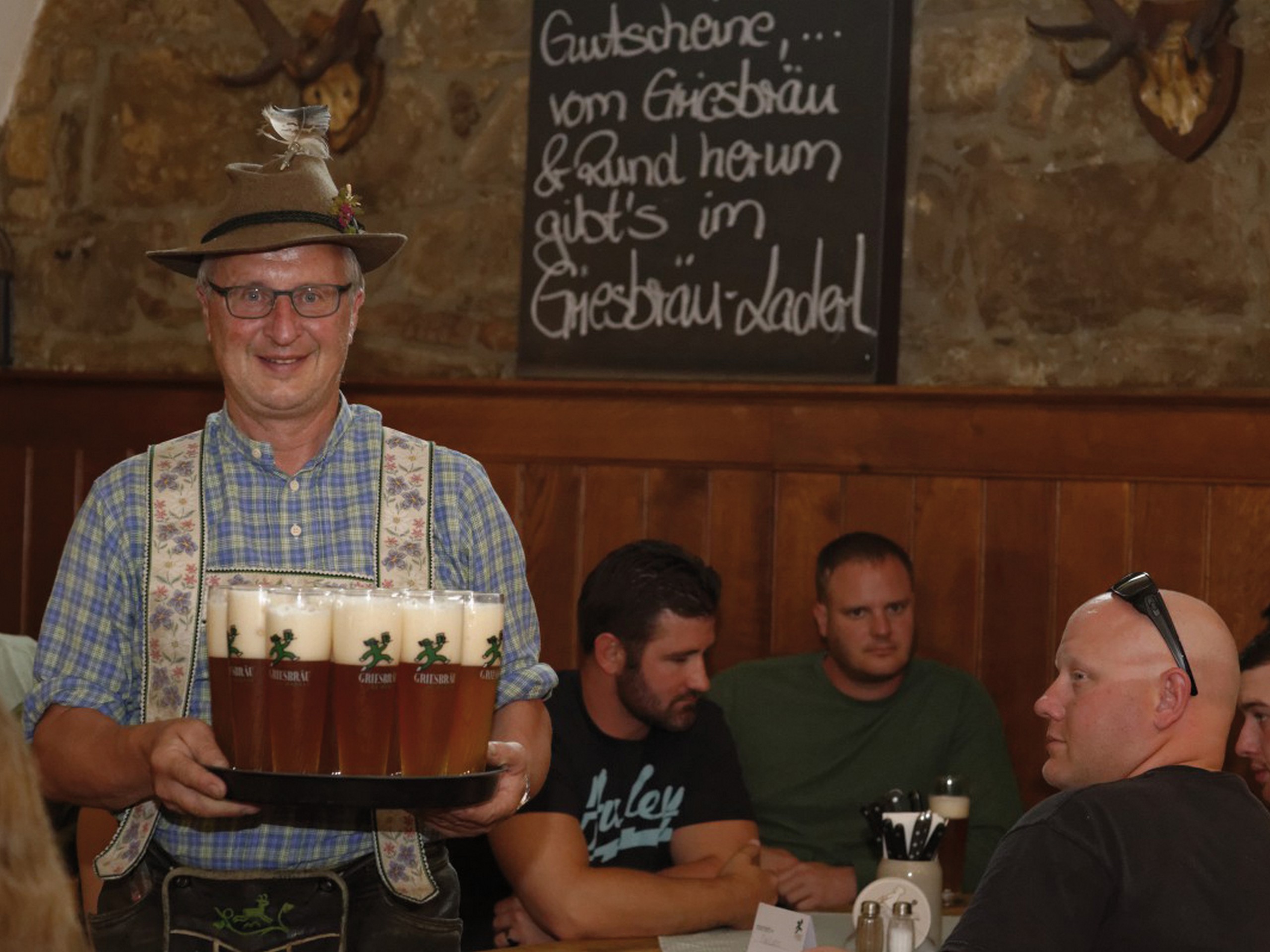 Enjoying local beers in the beergarden while on a cycling tour of Bavaria