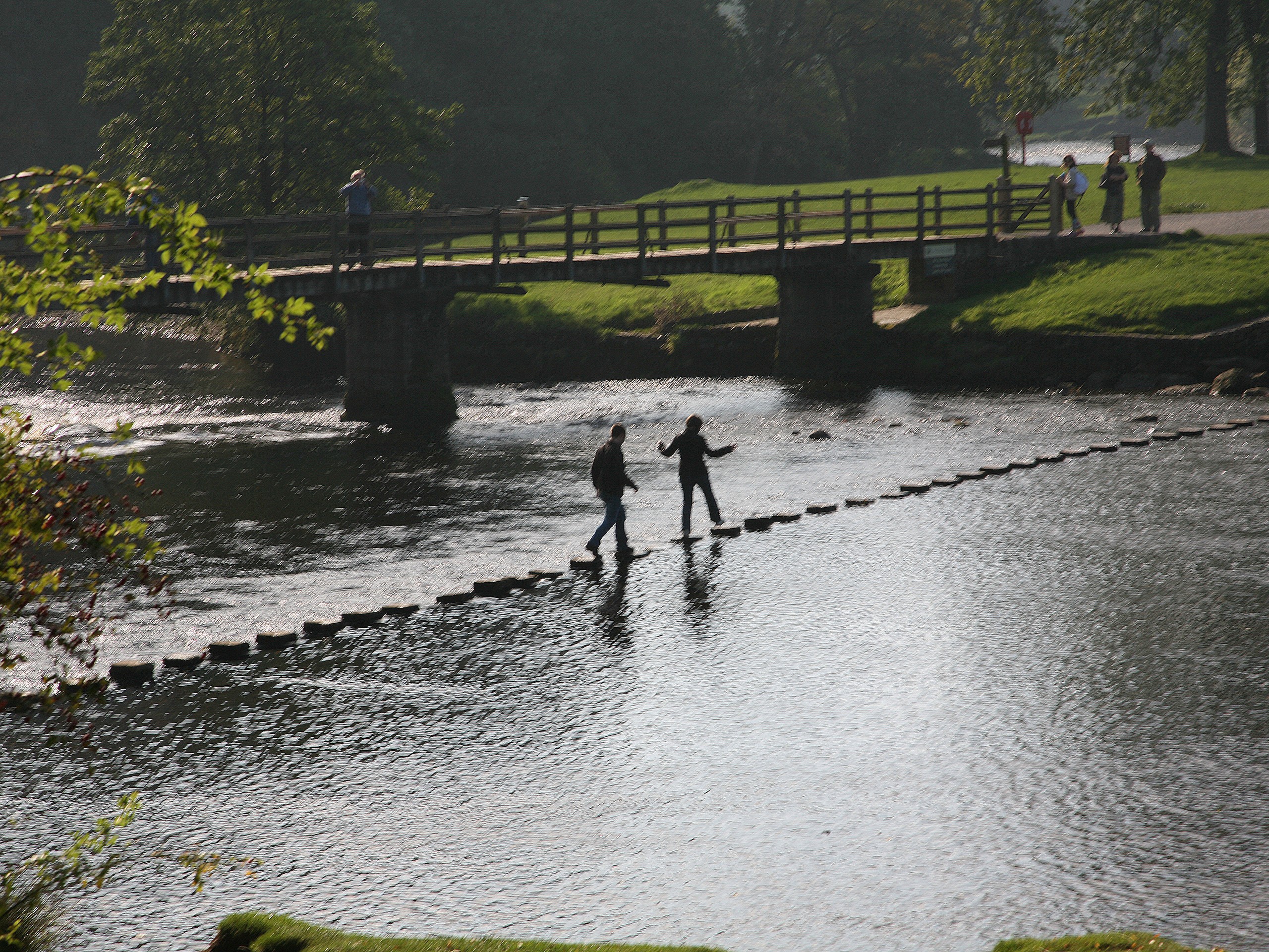 Wobbly stepping stones across the Wharfe (c)John Millen