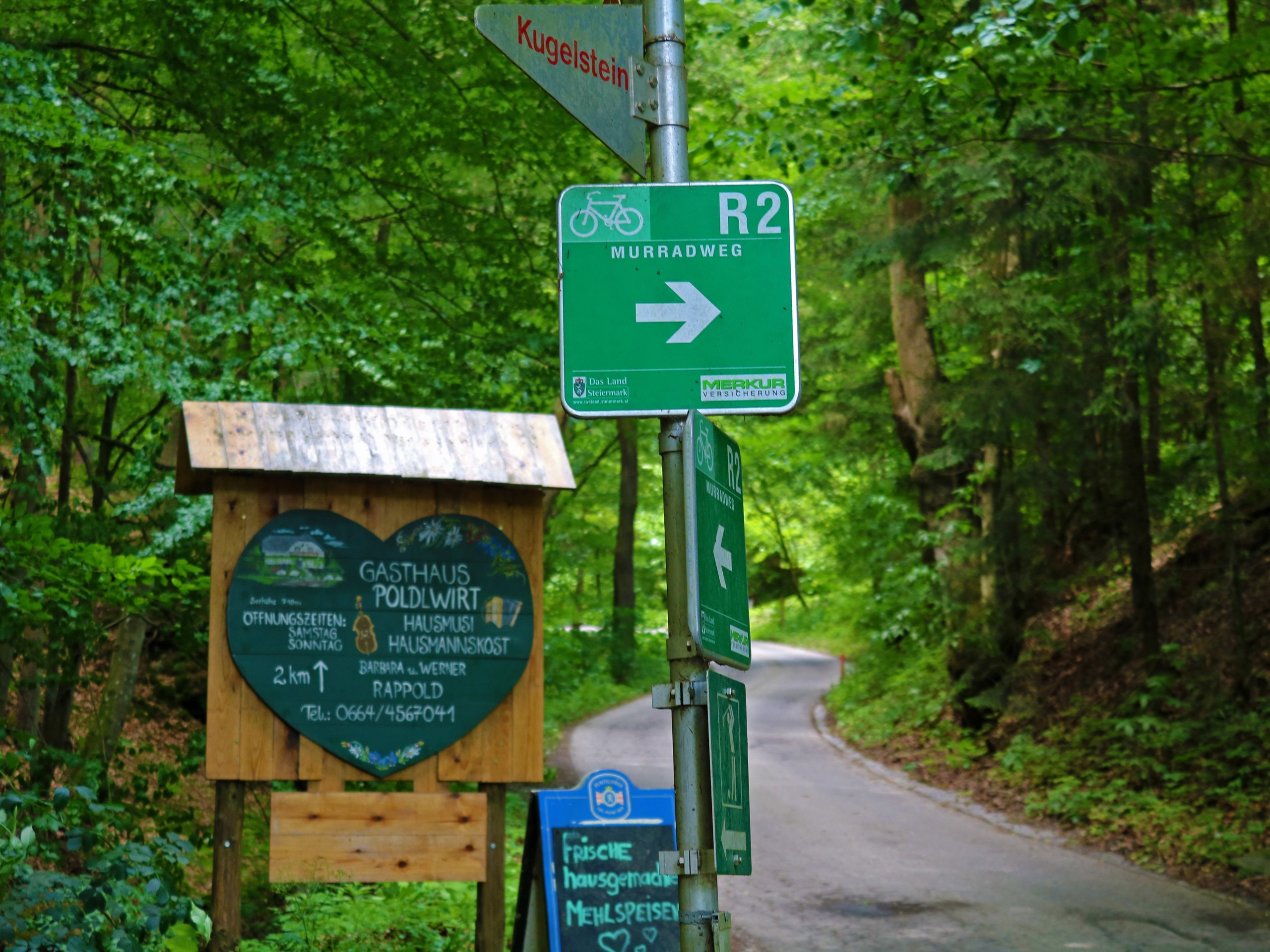 Route signage along the Mur's trail in Austria