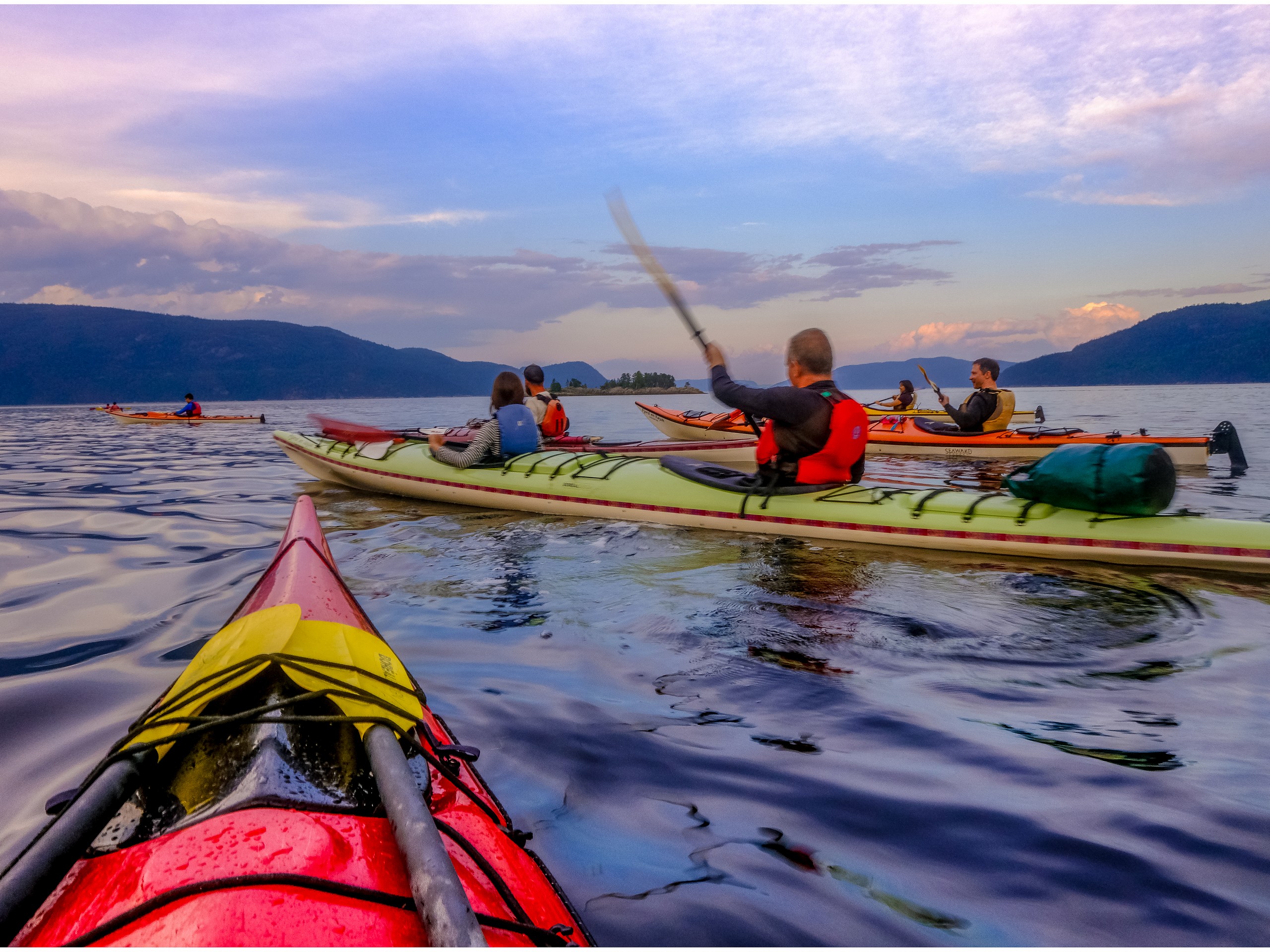 Paddling in an open waters near Quebec