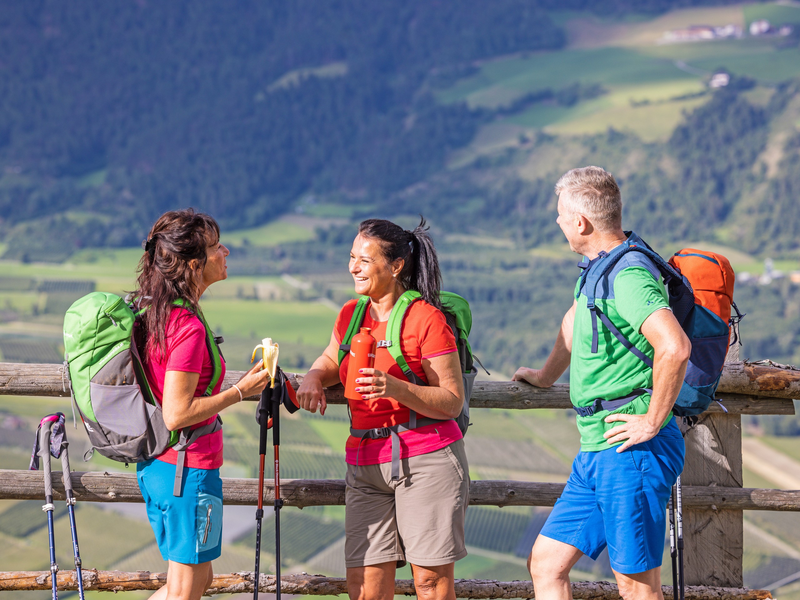 Hikers enjoying the time on Vinschgau trek in South Tyrol