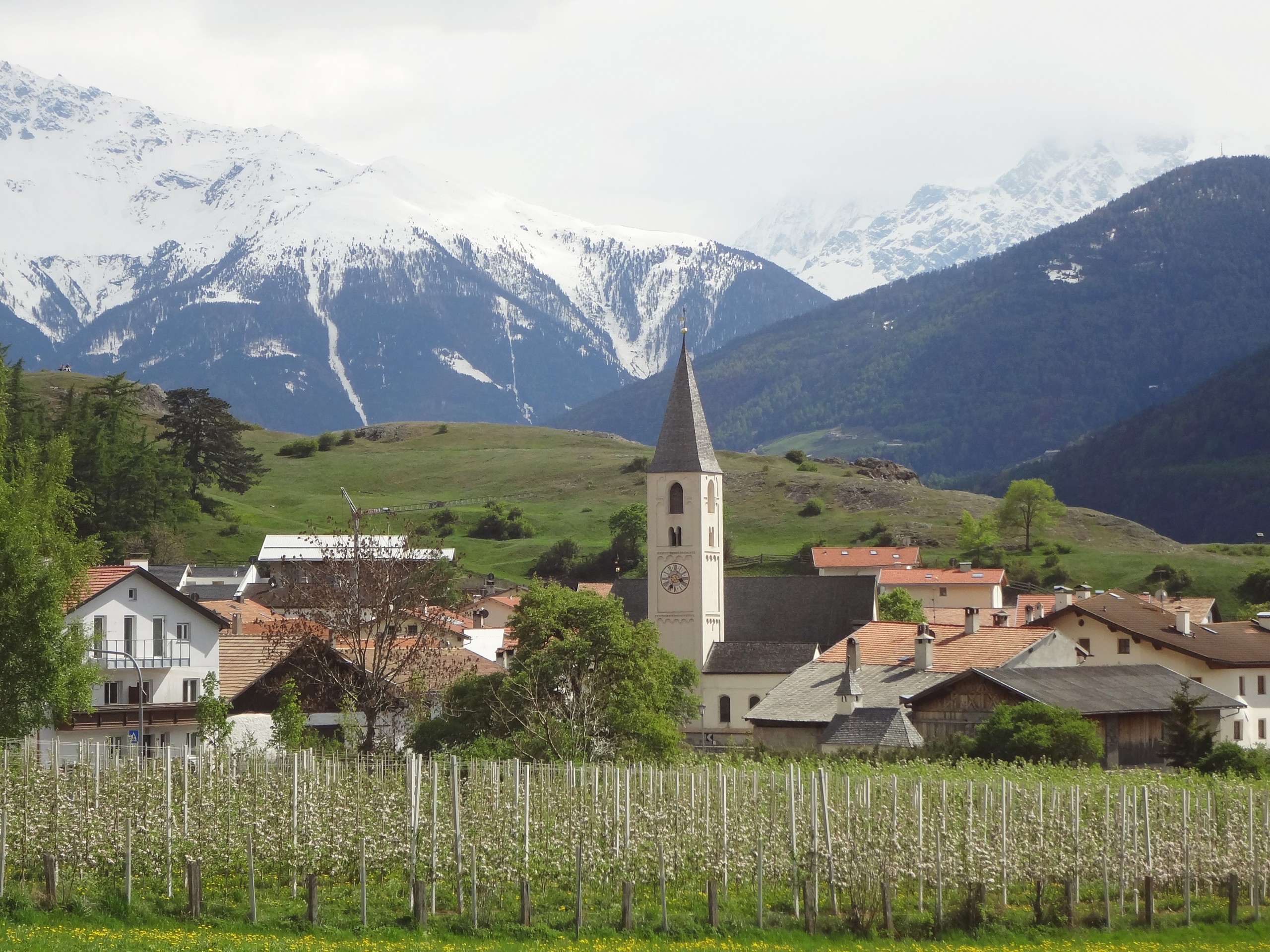 Small South Tyrolean village surrounded by the mountains