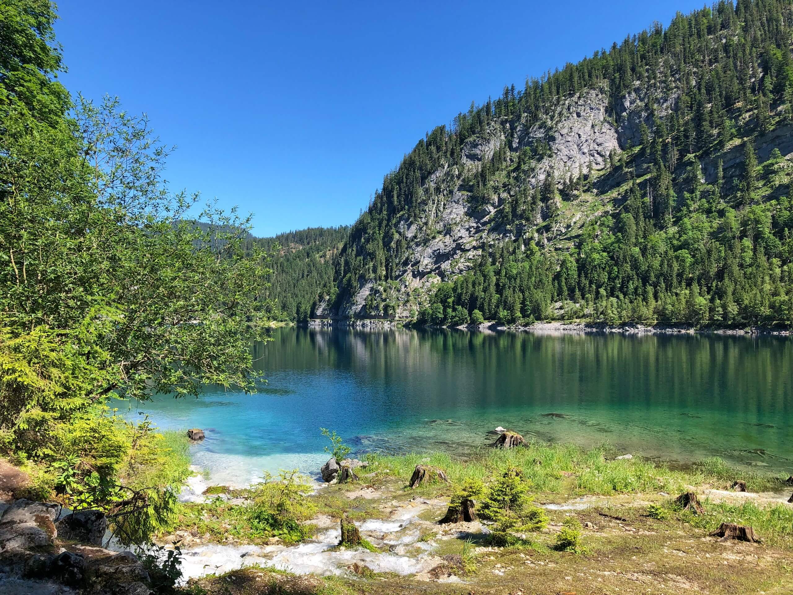 Approaching the turquoise lake in Austria