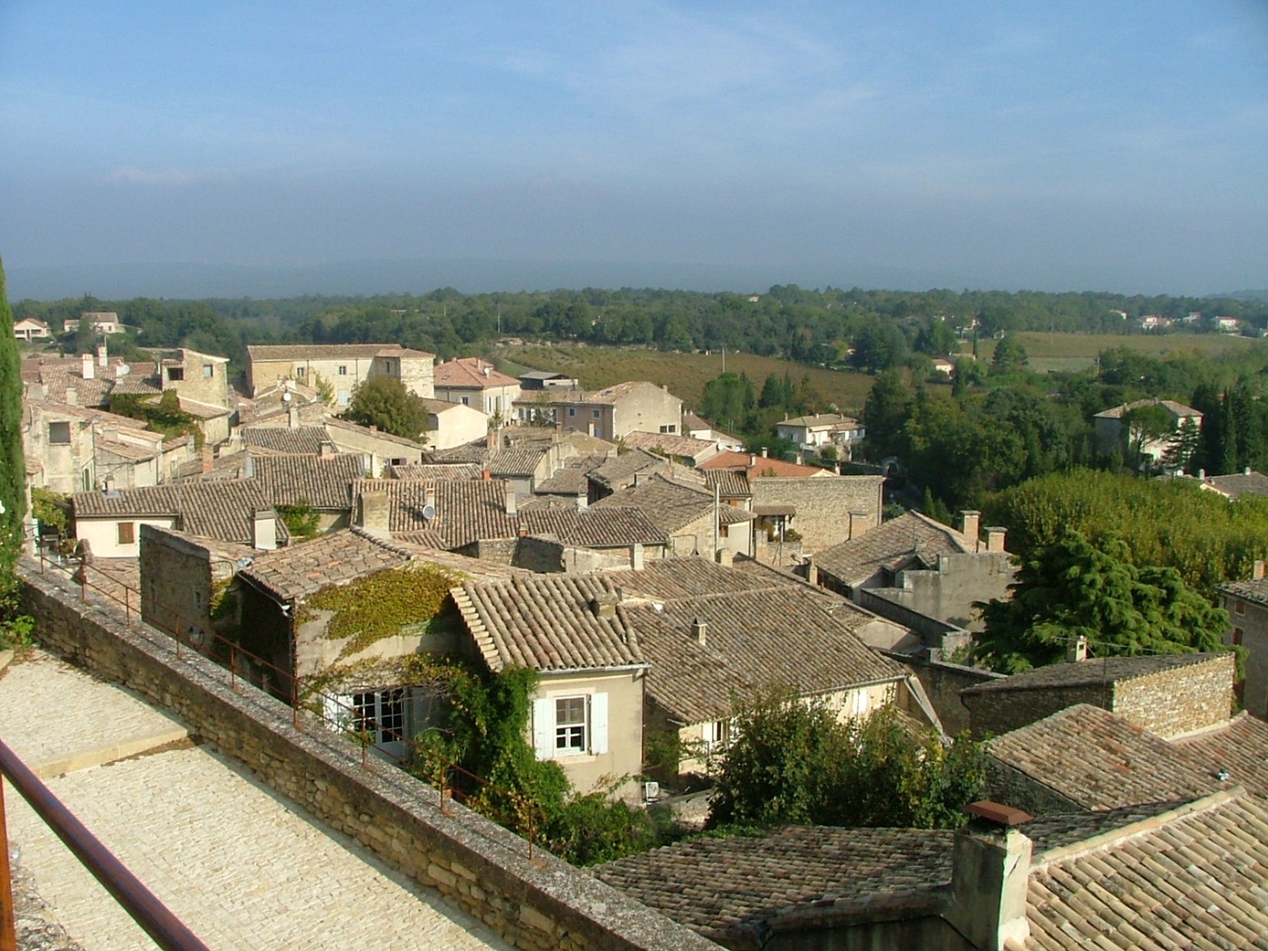 Looking down at the small oldtown in Provence