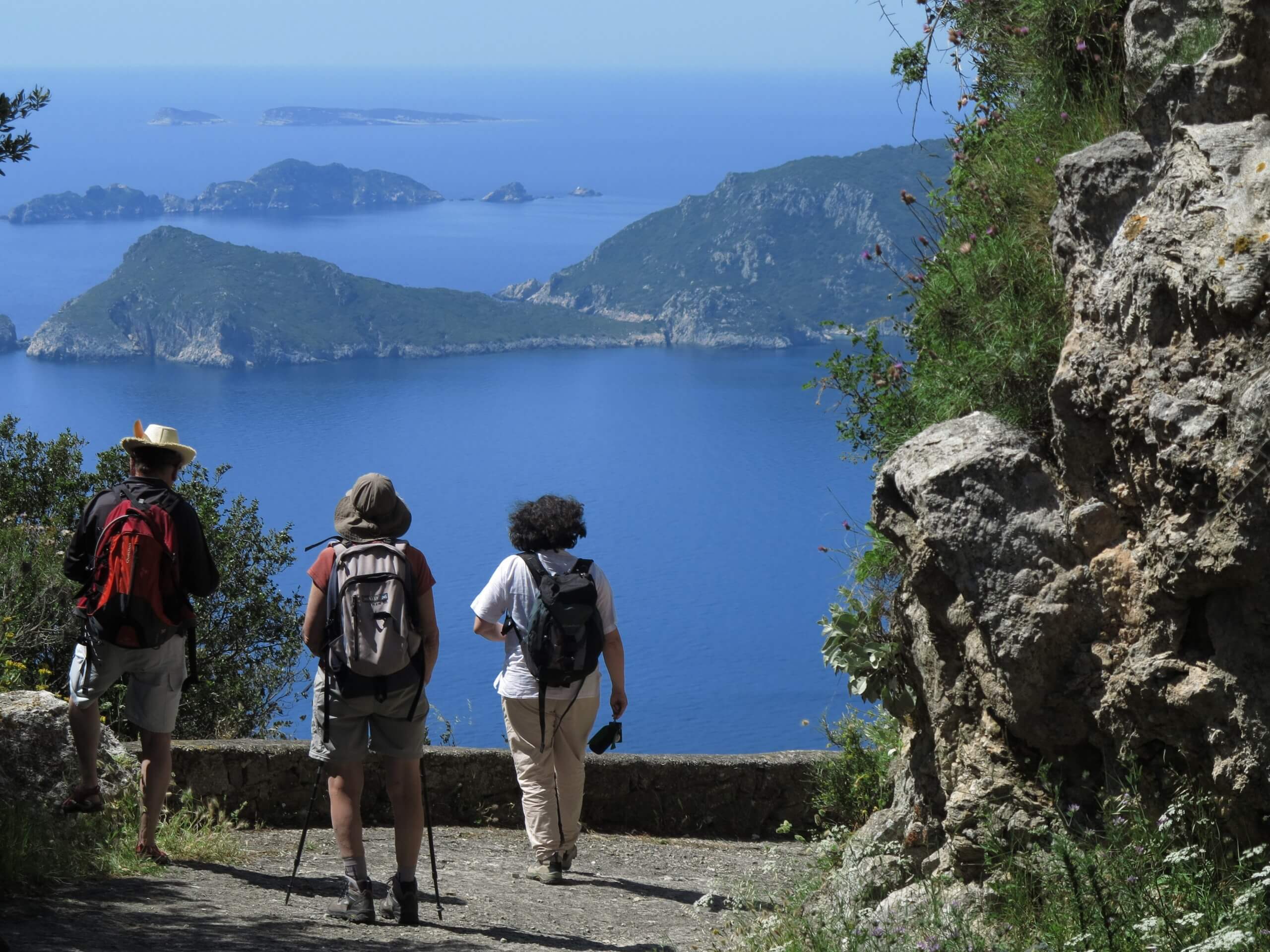 Hiking toward Agios Georgios bay