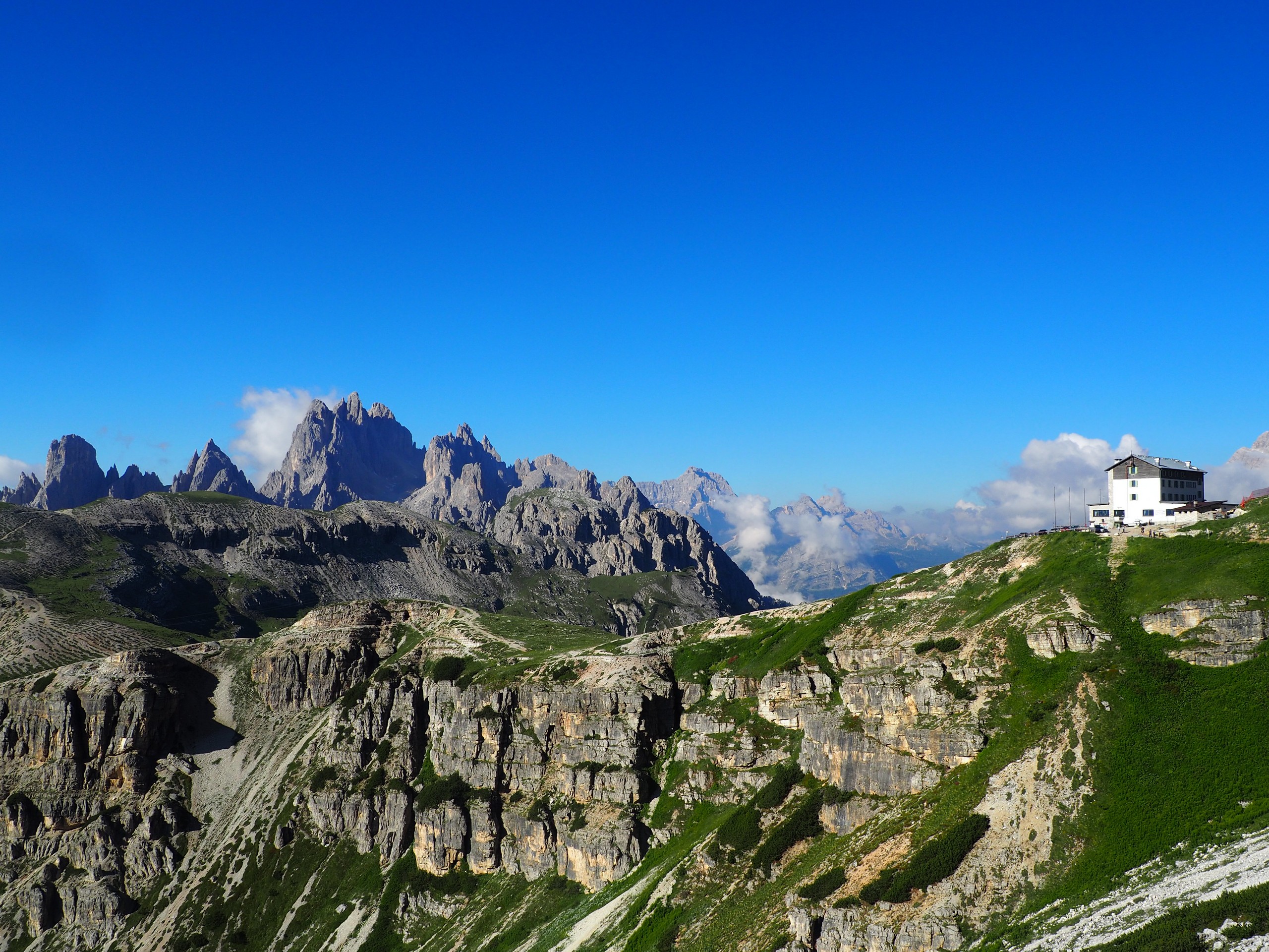 Landscape view of the Cadini Range and the Auronzo shelter