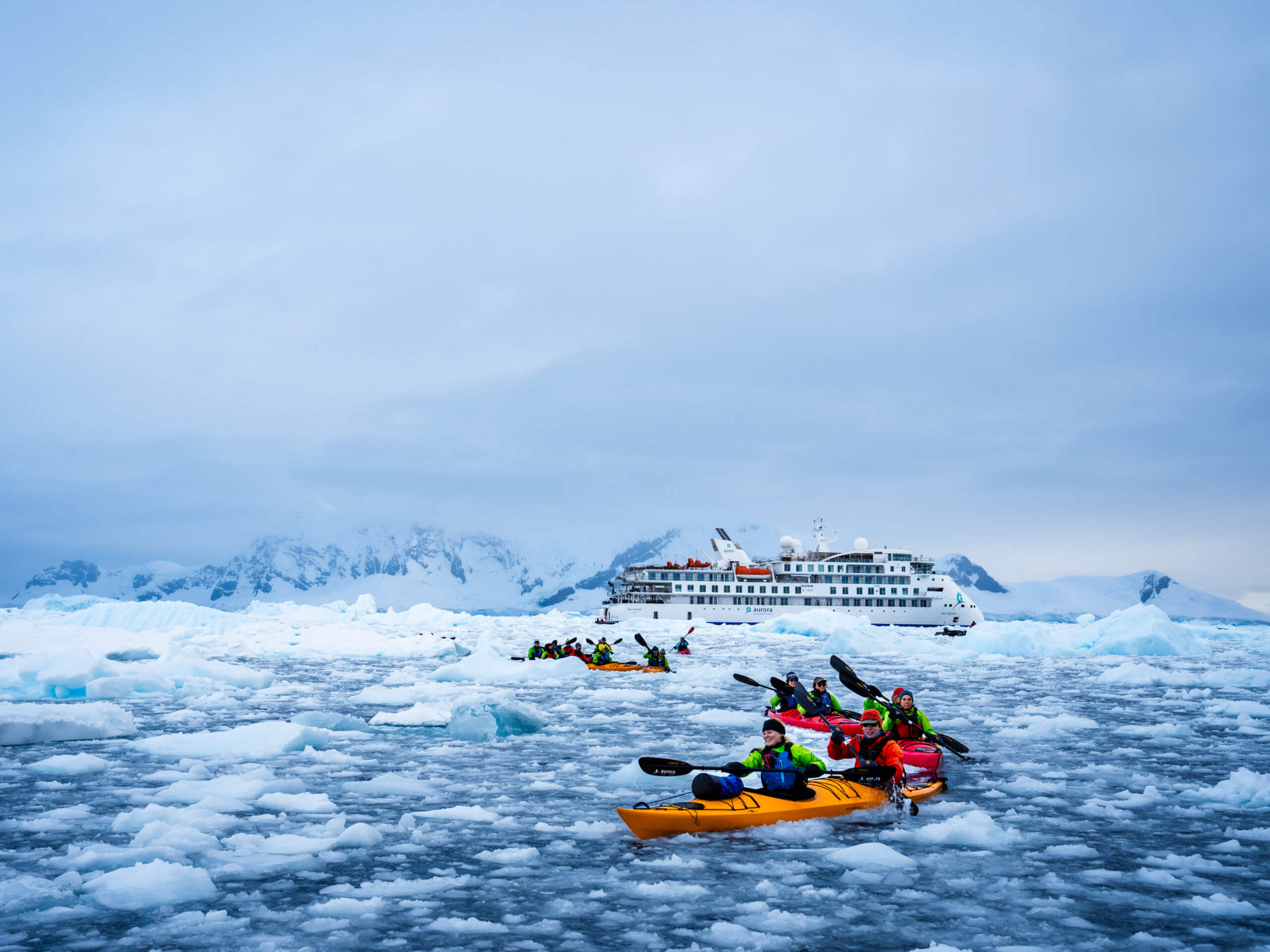 Kayaking and the Greg Mortimer, Paradise Bay, Antarctica